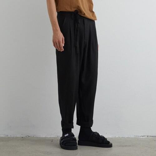 Customized plus size 27-46 NEW mens GD fashion original hair stylist simple black loose straight wide legged casual pants