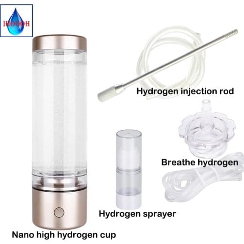 Nano High Hydrogen Rich Generator Water Bottle SPE/PEM Electrolysis ORP Alkaline Ionizer Cup Rechargeable Pure H2 Gas Ventilator