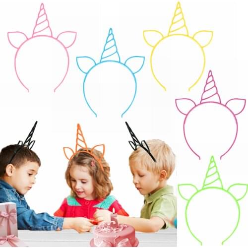 5pcs Unicorn Headband Boy Girl Crown Hair Hoop Hairband Unicorn Theme Kids Birthday Party Favor Decoration Hair Band Accessories