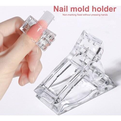 Transparent Nail Clips 10pcs DIY Manicure Clip 2021Fashion Plastic Nails Mold Holder Accessories Plastic Clip for Nail Extension
