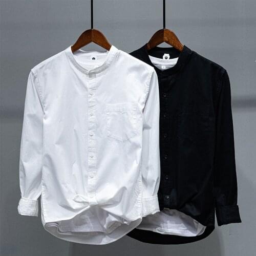 Men Simple Basic Pocket Shirt Mens Daily Leisure Long Sleeve Solid Color Shirt Mens 100% cotton White Shirt Camisa Masculina