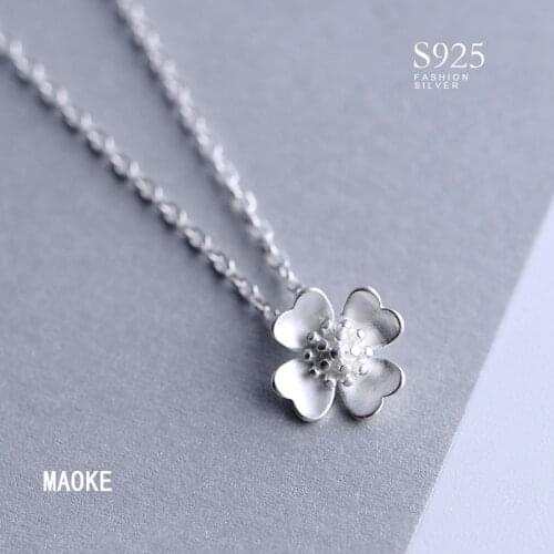 S925 SV Pure Gold Peach Blossom Necklace Sakura Pendant Art Set Necklace for Womens Fashion Gifts