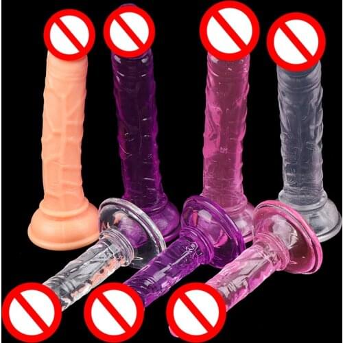 Erotic Soft Jelly Dildo Realistic Bullet Vibrator Anal Dildo Strap On Big Penis Suction Cup Toys For Woman Adult 2 Size Sex Toys