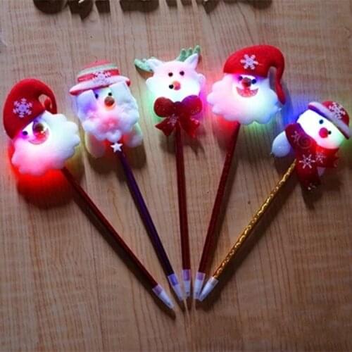 Luminous fluffy Christmas pen Christmas gift Santa Claus pen lovely Christmas pen Christmas gift