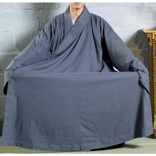 High quality thick cotton&linen Spring&Autumn lay meditation WIDE robe Buddhism Shaolin monks suits martial arts kung fu uniform