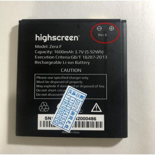High quality Replacement Battery 1600mAh For highscreen Zera F (Rev.S) Accumulator