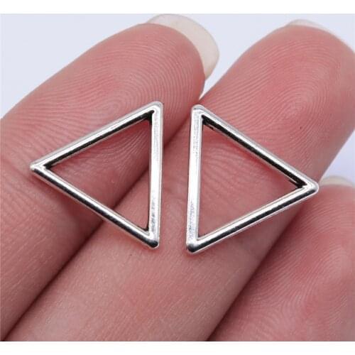 WYSIWYG 20pcs 15x15mm Antique Silver Color Hollow Triangle Charms Pendant For Jewelry Making DIY Jewelry Findings