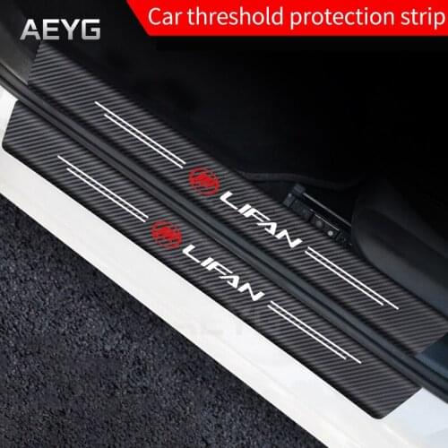 Carbon Fiber Car Door Sill Guard Protective Leather Stickers Vinyl Decals For Lifan Solano X60 125CC X50 320 Auto Accessories