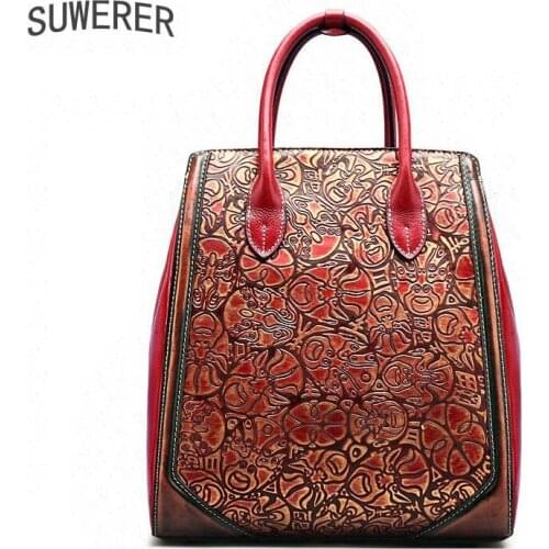 SUWERER Luxury Handbags Women Bags Designer Famous Brand Cowhide Leather Shoulder Bag Women Purse High Quality Female Bag