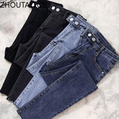 ZHOUTAYLOR woman jeans fashion elegant Ankle-Length Pants female High waisted Casual Autumn New 2021 Pencil tyousers femme