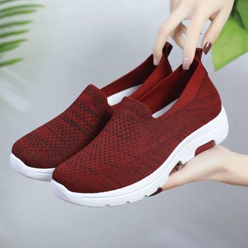 Slip-on mesh casual shoes women sneakers summer 2021 walking platform sneakers woman shoes solid color female flatstt7