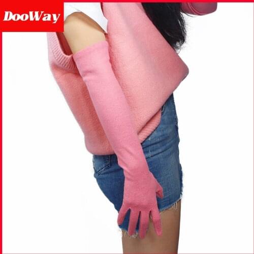 DooWay Women Girls Wool Cashmere Fashion Gloves Elastic 20-inch Watermelon Eblow Winter Warm Long Finger Gloves
