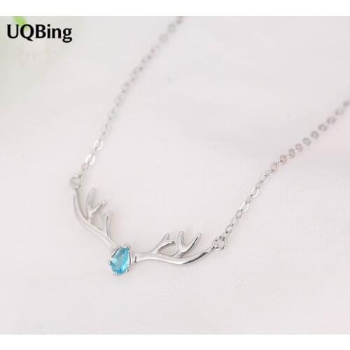 925 Sterling Silver Antlers Necklaces For Women Genuine Silver Necklace Jewelry Gift