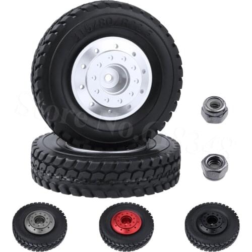 2PCS For Tamiya 1/14 RC Tractor Trailer Tires With Aluminum Wheels Rims