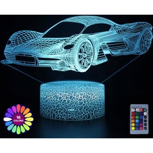Sports Racing Car Modeling LED 3D Night Lights Touch/Remote Control USB Desk Lamp 7 Color Changing Home Decor Gift