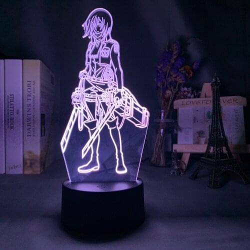 3d Night Light Attack on Titan Mikasa Ackerman Figure Girl Nightlight for Dorm Room Decor Light Led Usb Battery Lamp Event Prize
