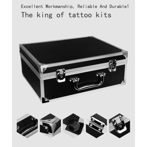 Embroidery Dragon Large Aluminum Alloy Leather Tattoo Machine Set Box Tattoo Portable Tool Box Tattoo Equipment