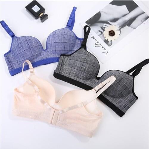 Seamless Super Push Up Bra For Women Plaid Thin Bra Lingerie Brassiere Wire Free Femme Underwear Seamless Sexy Black Bras