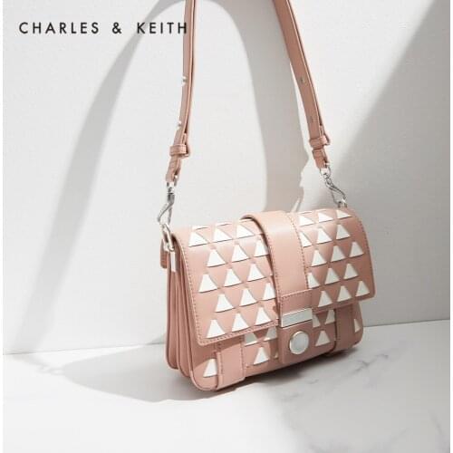 CHARLES&KEITH New Arrival for Summer 2021 CK2-20270733 Womens geometric decoration one-shoulder messenger bag