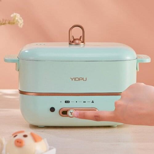 600W Electric Cooking Pot 0.8L Portable Multicooker Rice Cooker Split Type Travel Hotpot Electric Skillet Fried Pan with Steamer