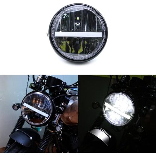 Motorcycle 7" LED Headlight Assembly for KAWASAKI Z1000 Retro Headlamp Motorbike Front Light Round Lo Hi Beam New Style