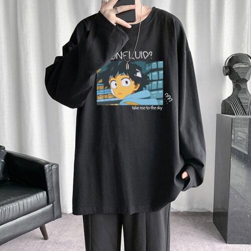 Long-sleeved T-shirt male Korean version loose trend loose Hong Kong style bottoming shirt white T-shirt new trend all-match