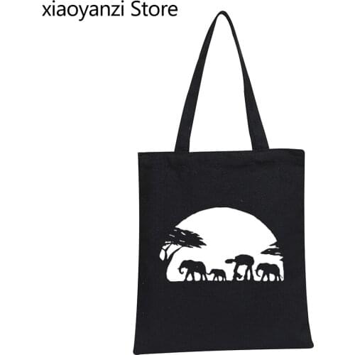 Men Women Canvas Shopping Bags Funny AT-AT National Geographic Eco Reusable Causal Shoulder Bags Design Students Book Bag