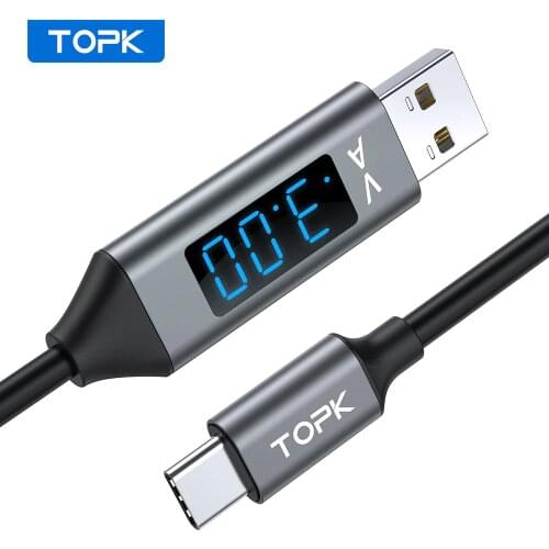 TOPK D-Line2 Micro USB Cable Voltage and Current Display Data Sync USB Cable For Samsung Xiaomi Microusb Cable
