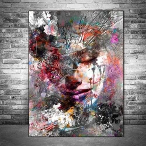 Abstract Girl canvas Paintings poster and Print Wall Art Picture Graffiti Art Prints Modern Pop Art Pictures for Home Decoration
