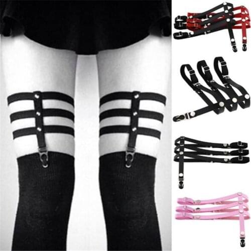 Beauty Punk Rock Hip-Hop PU Leather Garter Delt Harajuku Elastic Dody Line Tightening Suspender Delt Leg Line Dondage Delt New