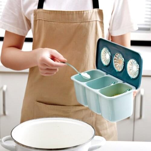 Kitchen Seasoning Box Household Seasoning Condiment Supplies Daquan Salt Sugar Jar MSG Combination Three-in-one Storage Box