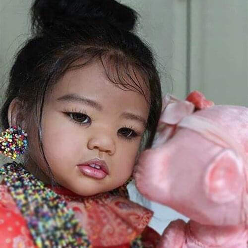 NPK 28inch Reborn Doll Kit Toddler Amaya Kit with Body and Eyes Soft Touch Flexible Vinyl DIY Unfinished Doll Parts