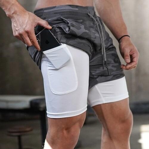Summer Running Shorts Men 2 in 1 Sports Jogging Fitness Shorts Training Quick Dry Mens Gym Men Shorts Sport gym Short Pants