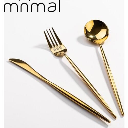 Lingeafey Golden Cutlery 24 Pcs Forks Knives Spoons Stainless Steel Cutlery Set Home Kitchen Tableware Box Gift Set Dinnerware