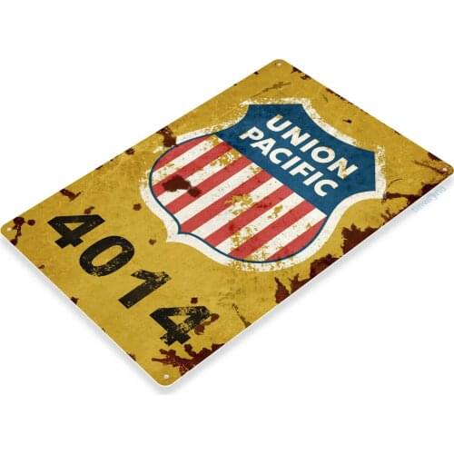 Union Pacific Railway Logo Train Railroad Rustic Retro Wall Decor Metal Tin Sign 8x12in