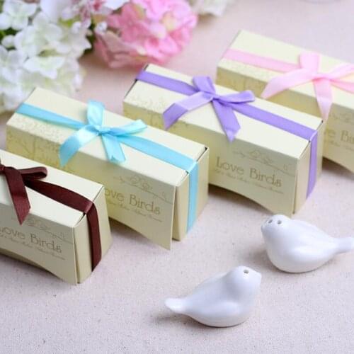 Love Bird Ceramic Salt and Pepper Shaker Set with Package Box For Wedding Favor Party Gifts LX8745