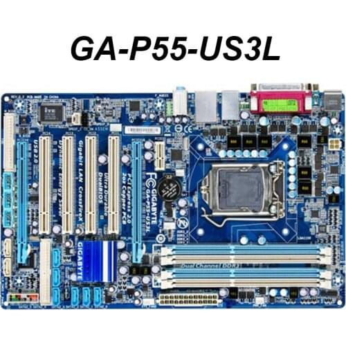 For Gigabyte GA-P55-US3L Original Motherboard DDR3 LGA 1156 Board For I3 I5 I7 P55-US3L 16GB H55 Used Desktop Motherboard