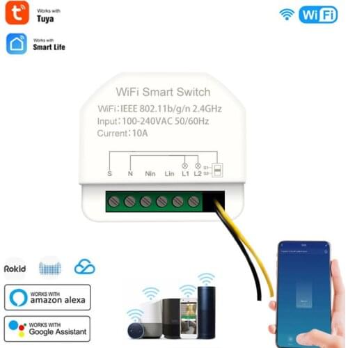 3/2Gang 10A Mini Smart Wifi DIY Switch Smart Home Automation Module Works With Alexa Google Home Tuya/Smart Life App