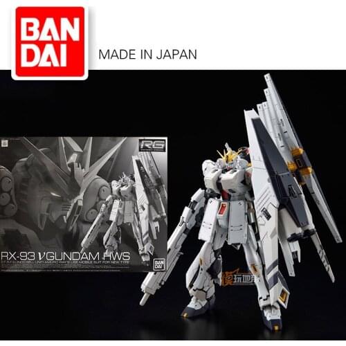 BANDAI PB Gundam Model RG 1/144 RX 93 V NU SAZABI GUNDAM HWS Amuro Ray CCA Armor Unchained Mobile Suit Kids Toys