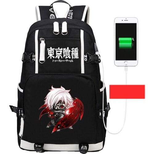 Anime Tokyo Ghoul Backpack Teenager Girls Boys School Bag Multifunction USB Charging Bag Men Travel Laptop Bags Backpack Mochila