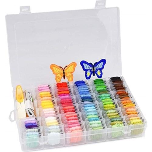 100Colors Embroidery Floss Kit with Storage Box Finished Winding Floss Bobbins Friendship Bracelets Threads DIY Craft Tools