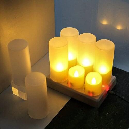 Set of 6 Rechargeable Flameless Wavy edge Candle Remote controlled LED Tealight Votive Candle Party decor-Warm white/Multicolor