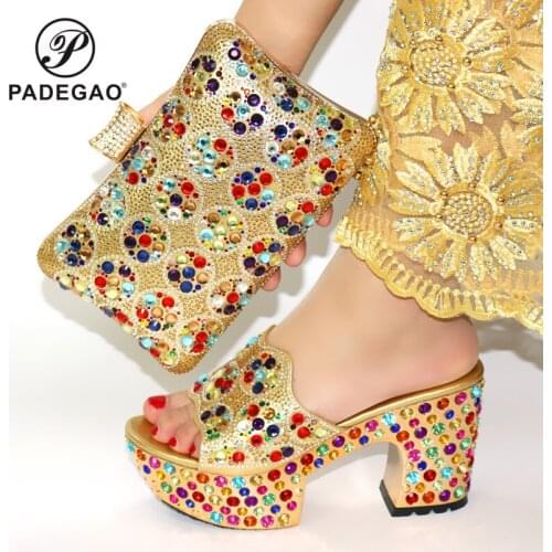 New Arrival Women Matching Shoes and Bag Set Decorated with Rhinestone Pump Heels Wedding Shoes Bride Ladies Shoes and Sandals