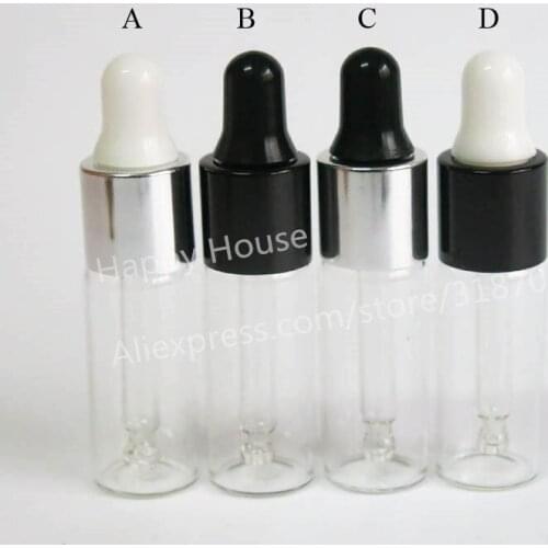 50pcs/lot 5ml Empty Refillable glass E-liquid Dropper Bottle 5cc Clear Glsss Bottle With Dropper Cosmetic Container
