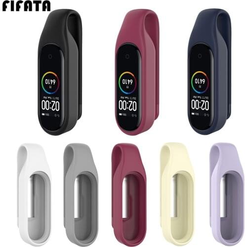 FIFATA Steel Sheet Silicone Watch Clip For Xiaomi Mi Band 4/Mi Band 3 Smart Watch Shockproof Waterproof Accessories For Xiaomi 4