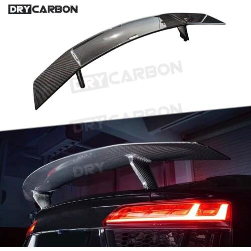 For Audi R8 V8 V10 2017 -2020 Dry Carbon Fiber / FRP Black Rear Boot Racing Spoiler GT Wings Car Styling