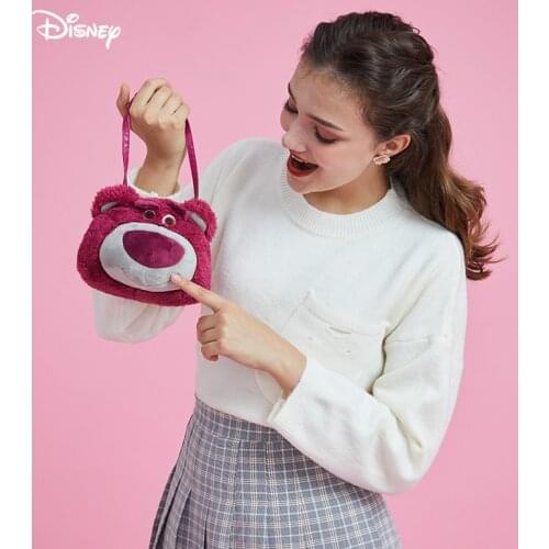 Genuine Disney Fashion Cute Messenger Bag Cartoon Strawberry Bear Messenger Bag Plush Doll Plush Shoulder Bag Female