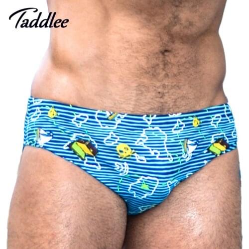 Taddlee Brand Sexy Mens Swimwear Swim Briefs Bikini Solid Swimsuits Gay Penis Pad Enhance Surf Board Shorts Trunks Bathing Suit