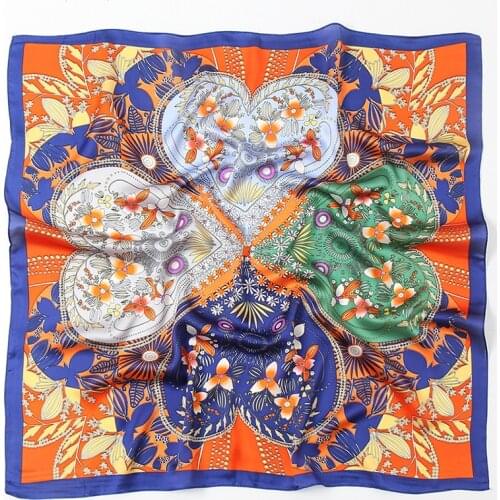 Square Silk Scarves Women 70*70cm Satin Leopard Print Hijab Scarf Headband Summer Bandanas Turban Head Wrap Hair Handkerchief