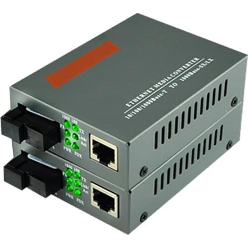 1 pair HTB-GS-03 A/B 10/100/1000M fiber transceiver Single Mode Single Fiber SC Port 20KM Fast Ethernet Media Converter